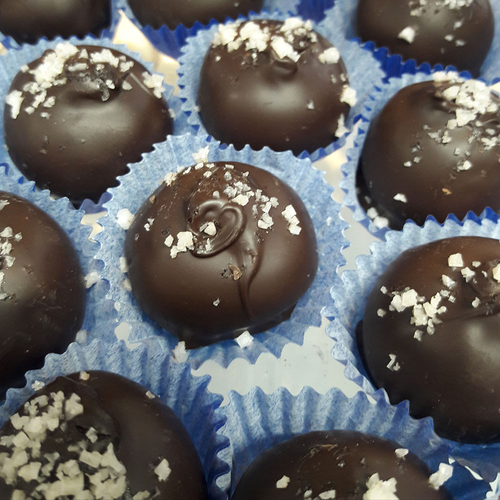 The name says it all. Dark Belgian Chocolate Truffles with Sea Salt.